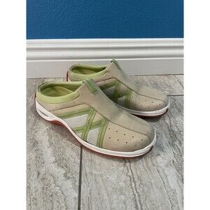 COLE HAAN Air BALBOA Tan Green Nubuk Slip On Slides Mules Women’s Size 5.5 B